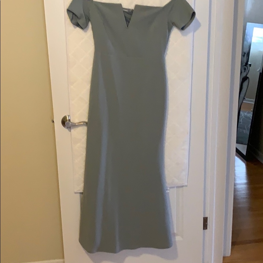 Lulus off the shoulder dress, bluish grey